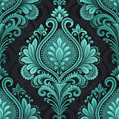 Turquoise Night Birds Pattern 23 Quilting Cotton Fabric