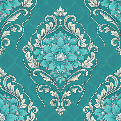 Turquoise Night Birds Pattern 8 Quilting Cotton Fabric
