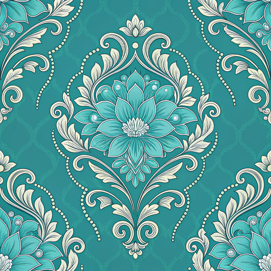 Turquoise Night Birds Pattern 8 Quilting Cotton Fabric