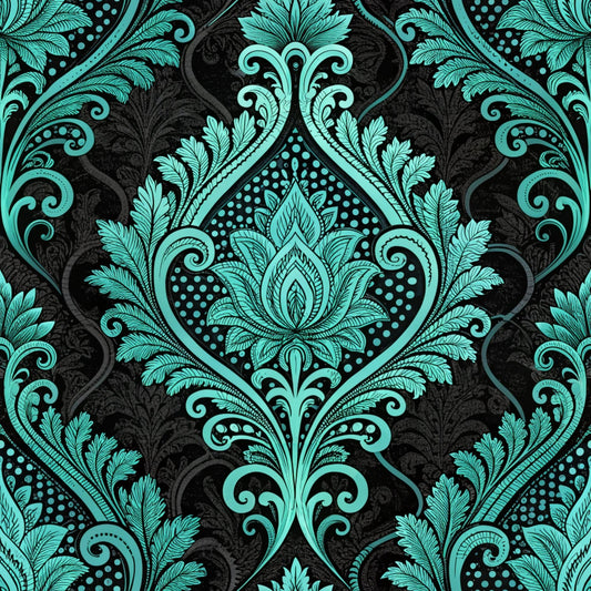 Turquoise Night Birds Pattern 9 Quilting Cotton Fabric
