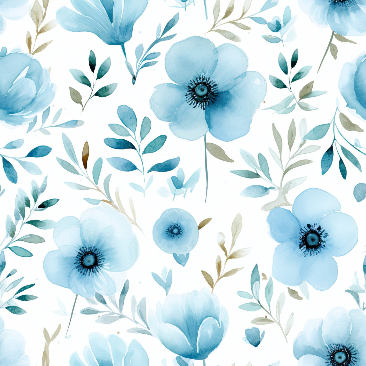 Azure Anemones Pattern 4 Minky Fabric