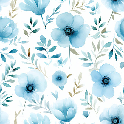 Azure Anemones Pattern 4 Minky Fabric