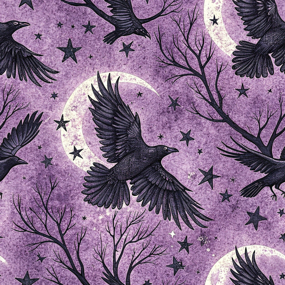 Moonlit Raven Pattern 21 Minky Fabric
