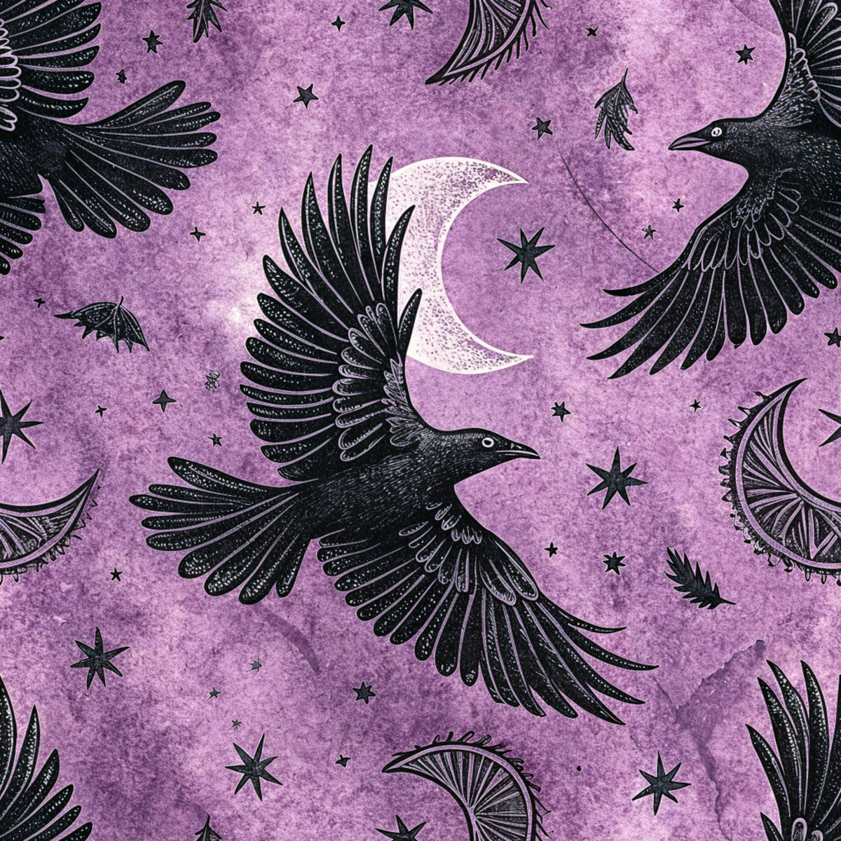Moonlit Raven Pattern 26 Minky Fabric