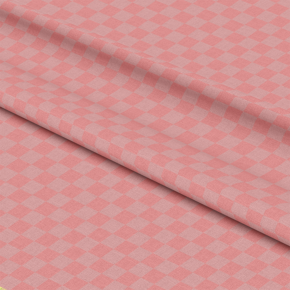 Two Tone Checkered Peach Puff Quilting Cotton Fabric