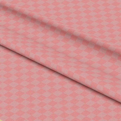 Two Tone Checkered Peach Puff Quilting Cotton Fabric