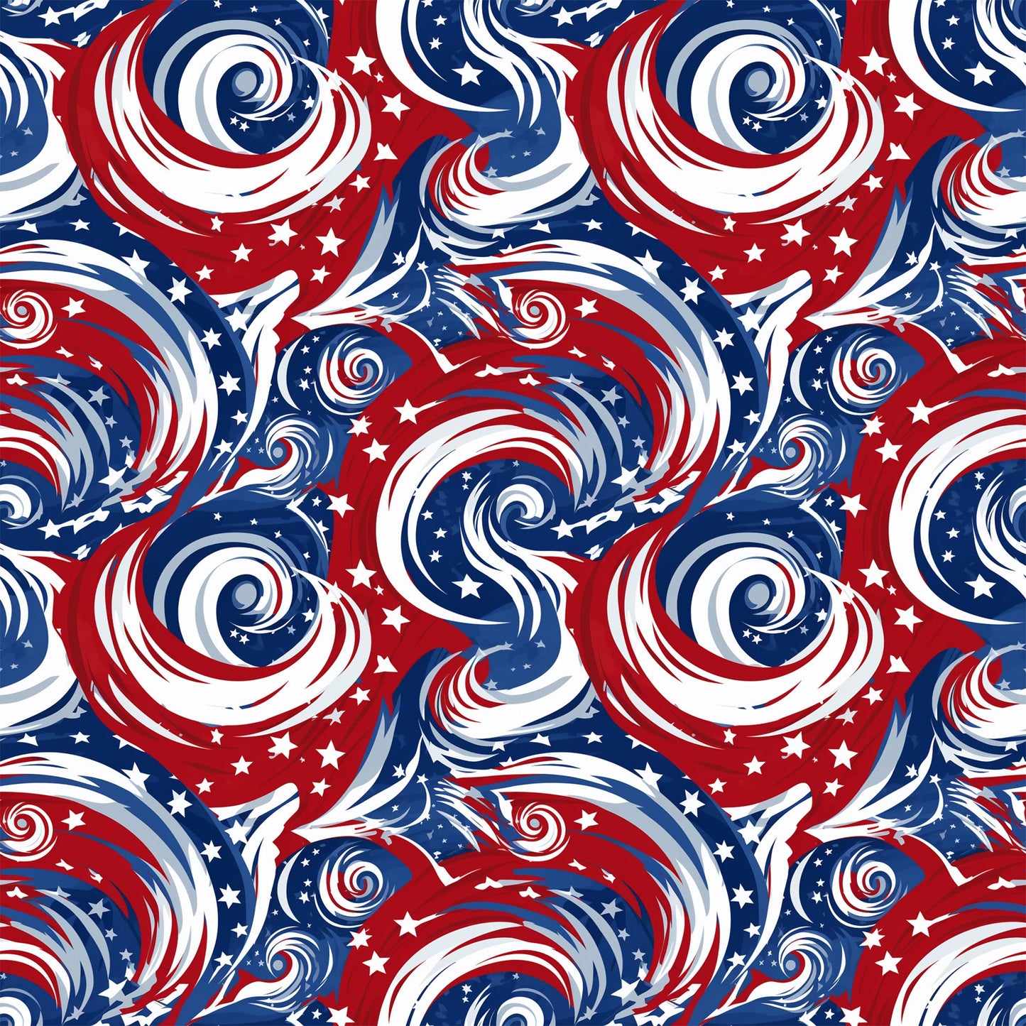 USA Flag Swirls Pattern 1 Quilting Cotton Fabric