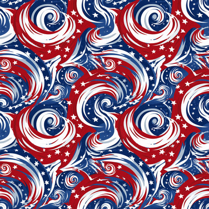 USA Flag Swirls Pattern 1 Quilting Cotton Fabric