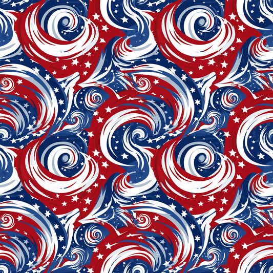 USA Flag Swirls Pattern 1 Quilting Cotton Fabric