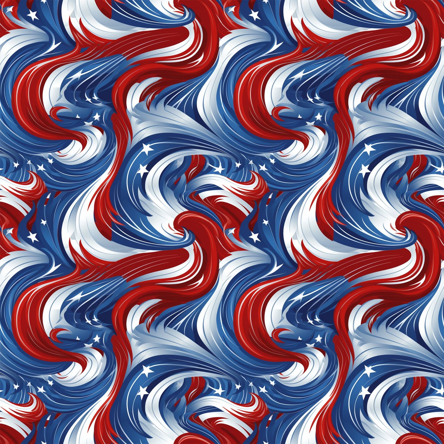 USA Flag Swirls Pattern 11 Quilting Cotton Fabric