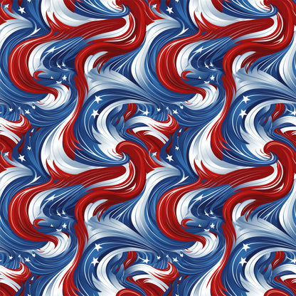 USA Flag Swirls Pattern 11 Quilting Cotton Fabric