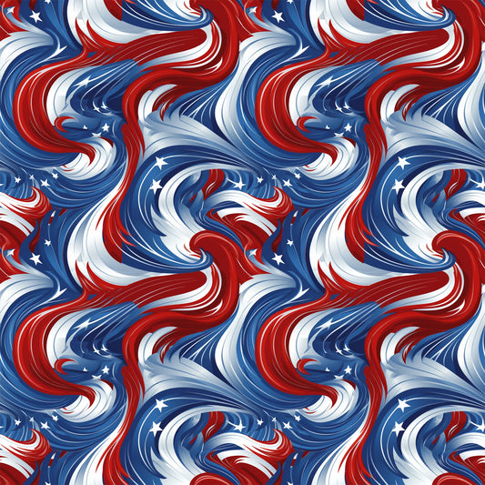 USA Flag Swirls Pattern 11 Quilting Cotton Fabric