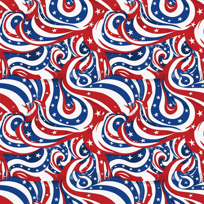 USA Flag Swirls Pattern 12 Quilting Cotton Fabric