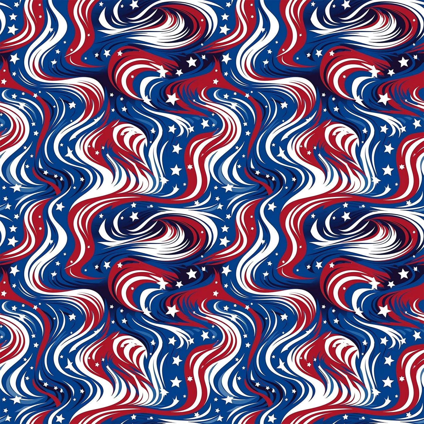 USA Flag Swirls Pattern 2 Quilting Cotton Fabric