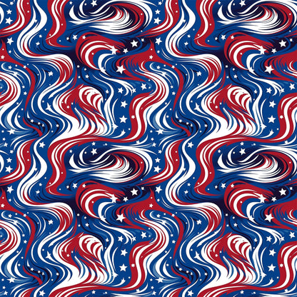USA Flag Swirls Pattern 2 Quilting Cotton Fabric