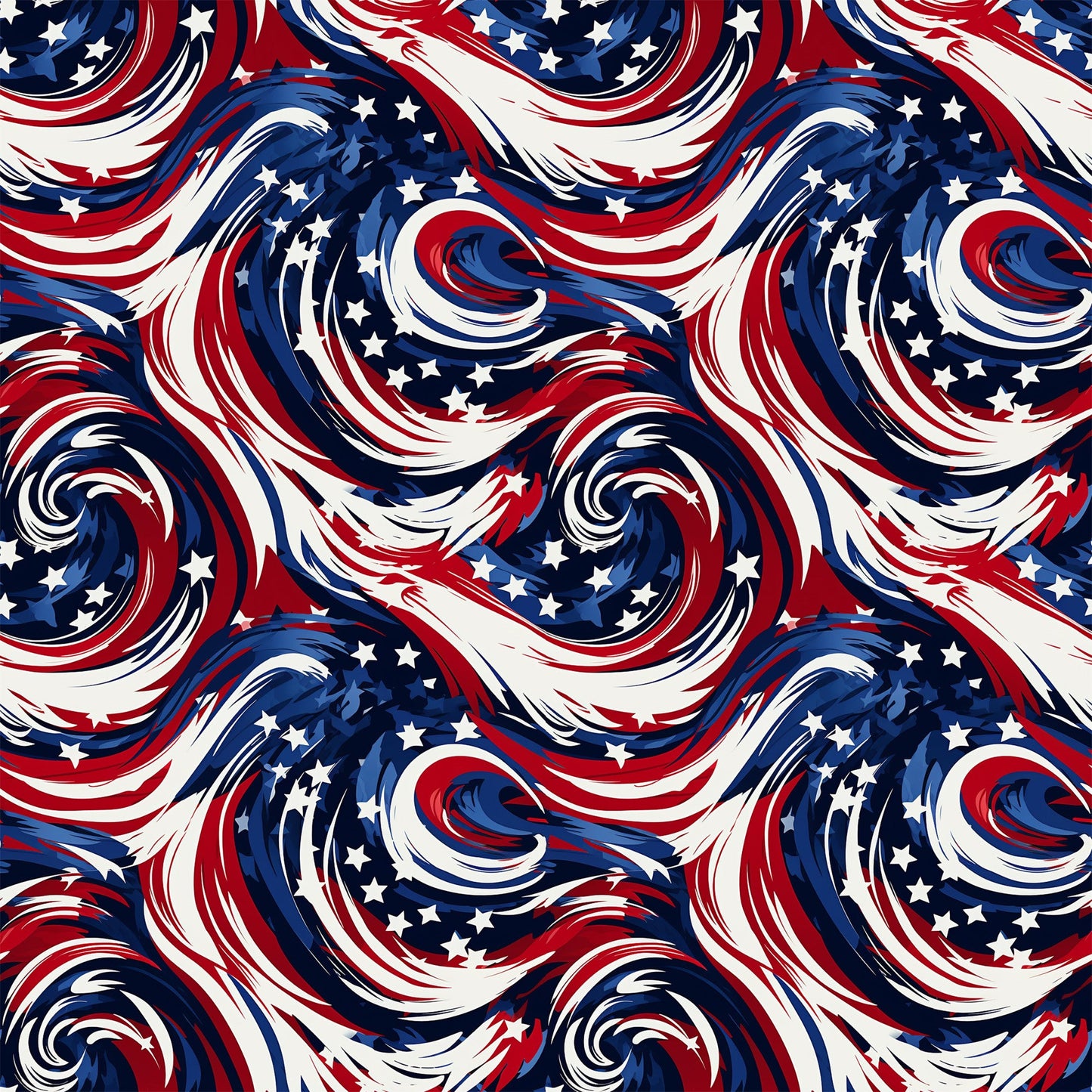 USA Flag Swirls Pattern 3 Quilting Cotton Fabric