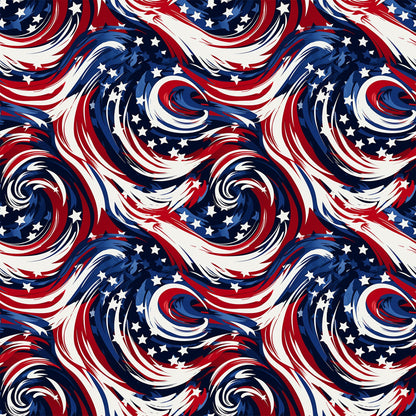 USA Flag Swirls Pattern 3 Quilting Cotton Fabric