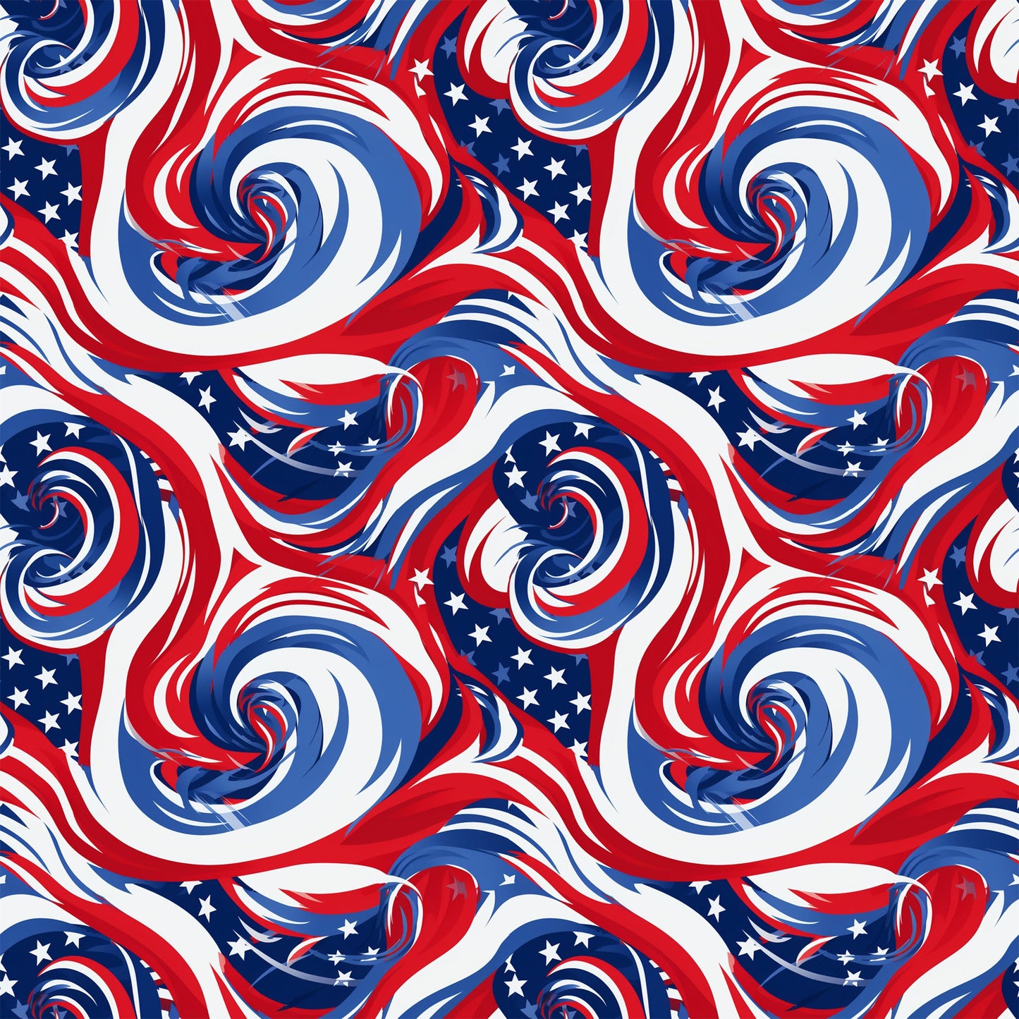 USA Flag Swirls Pattern 4 Quilting Cotton Fabric