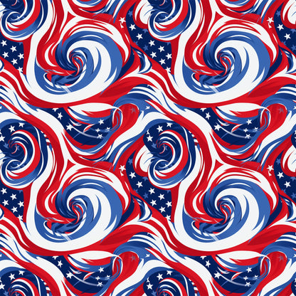 USA Flag Swirls Pattern 4 Quilting Cotton Fabric