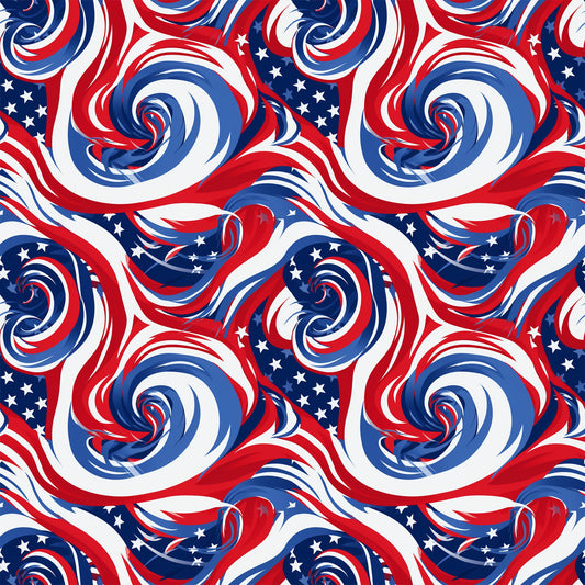 USA Flag Swirls Pattern 4 Quilting Cotton Fabric