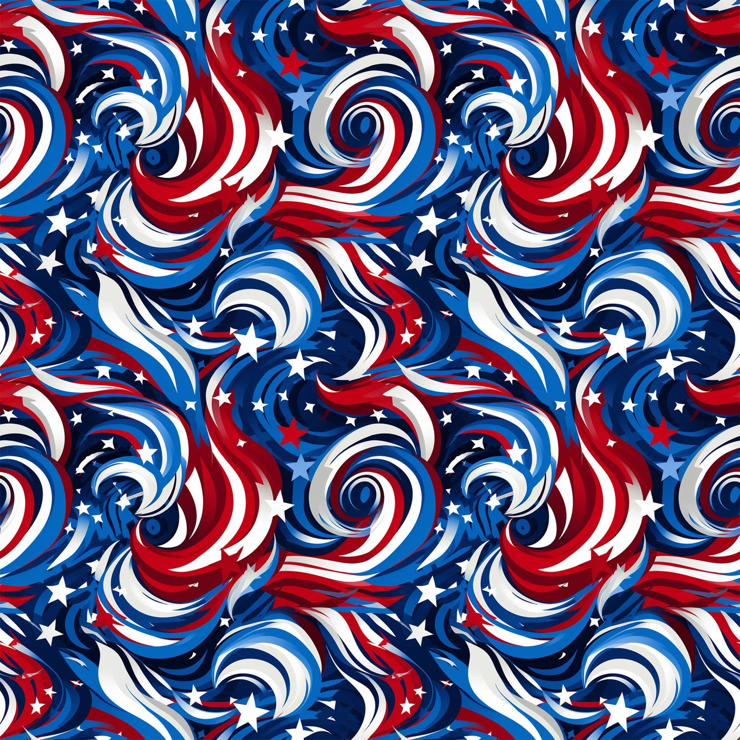 USA Flag Swirls Pattern 5 Quilting Cotton Fabric