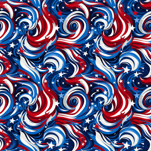 USA Flag Swirls Pattern 5 Quilting Cotton Fabric