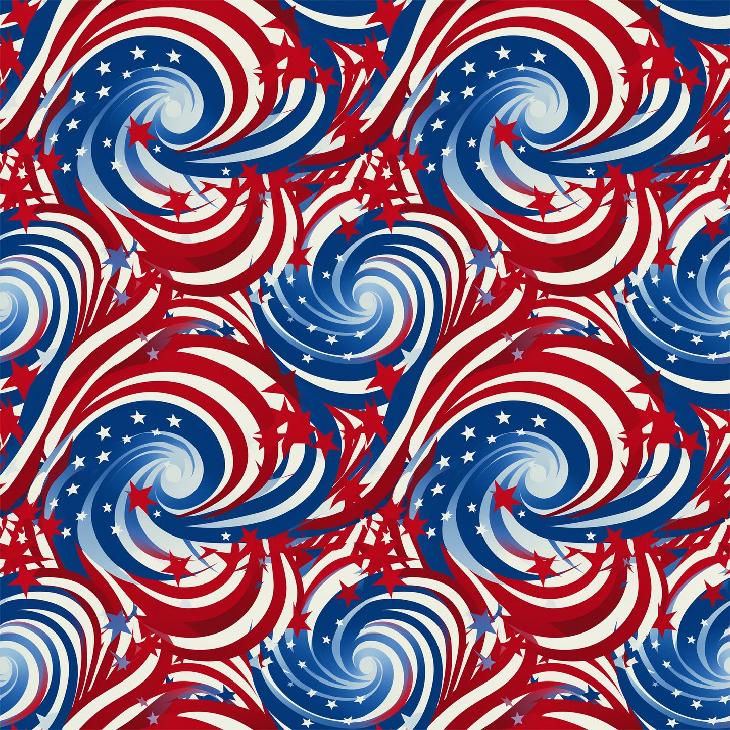 USA Flag Swirls Pattern 6 Quilting Cotton Fabric