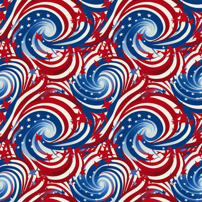 USA Flag Swirls Pattern 6 Quilting Cotton Fabric