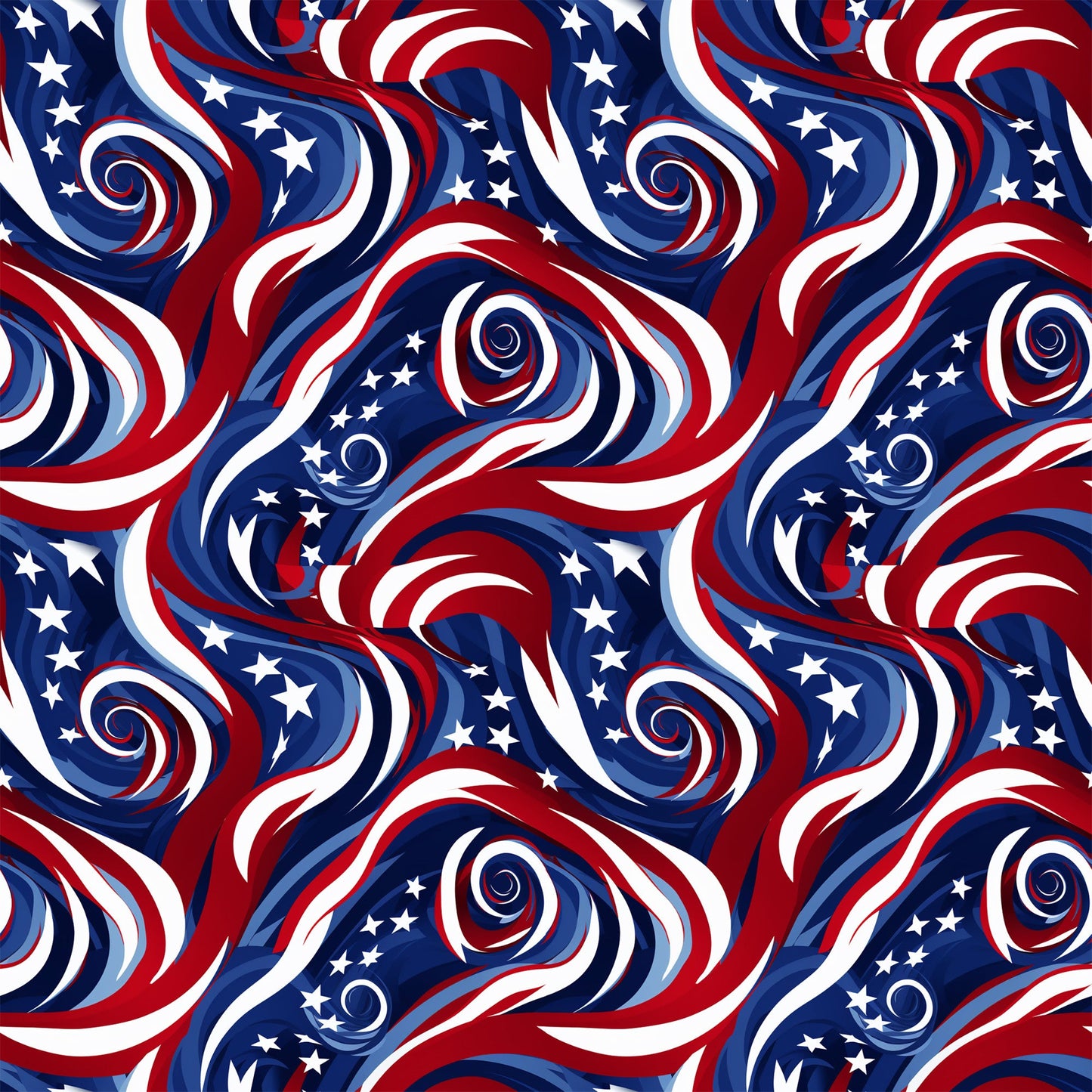 USA Flag Swirls Pattern 7 Quilting Cotton Fabric