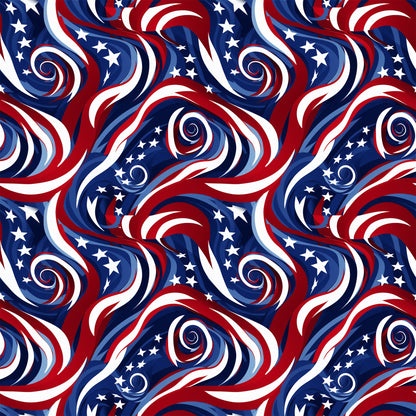 USA Flag Swirls Pattern 7 Quilting Cotton Fabric