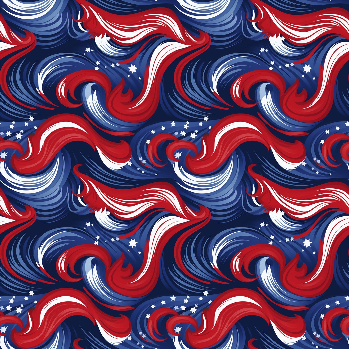USA Flag Swirls Pattern 8 Quilting Cotton Fabric