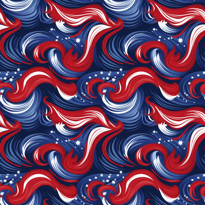 USA Flag Swirls Pattern 8 Quilting Cotton Fabric