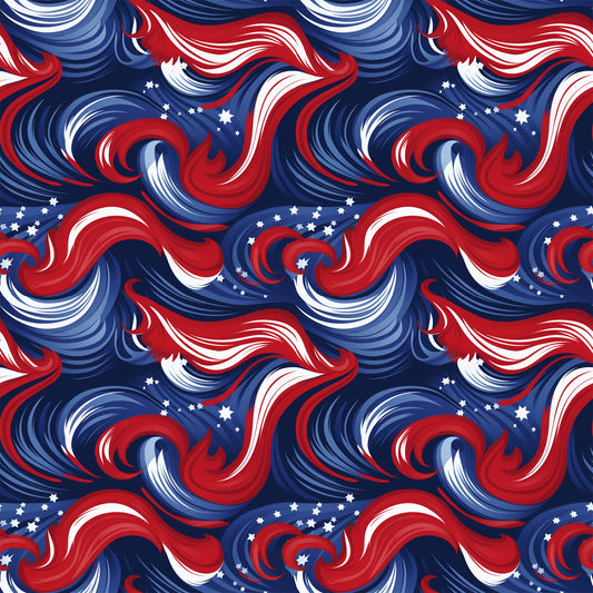 USA Flag Swirls Pattern 8 Quilting Cotton Fabric