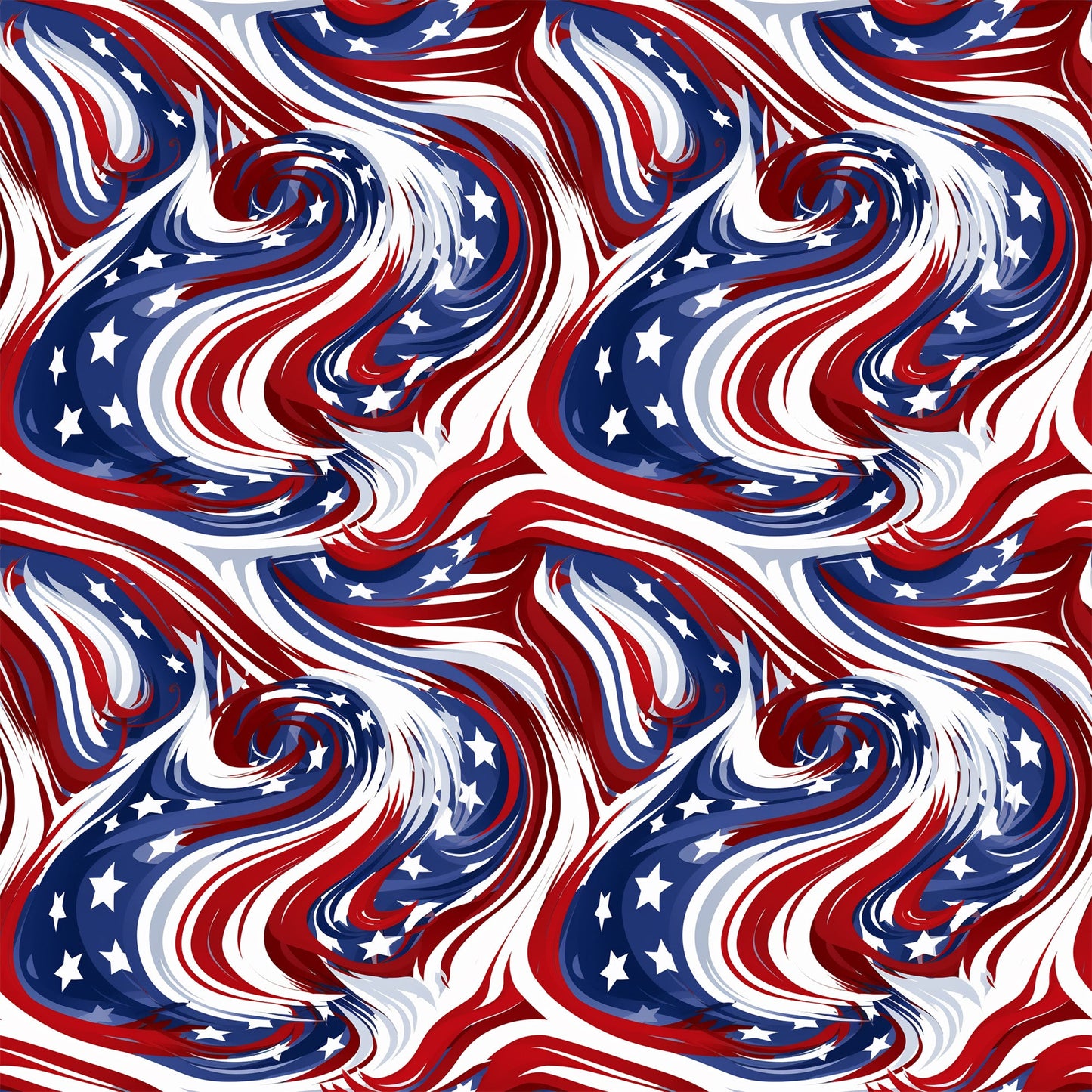 USA Flag Swirls Pattern 9 Quilting Cotton Fabric