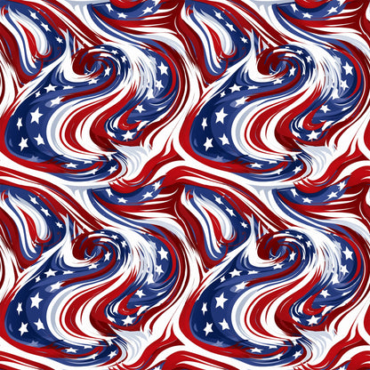 USA Flag Swirls Pattern 9 Quilting Cotton Fabric