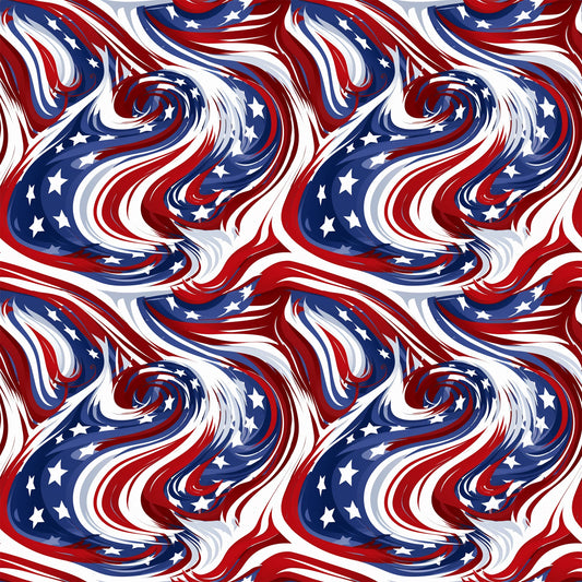 USA Flag Swirls Pattern 9 Quilting Cotton Fabric