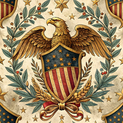 USA Heritage Emblems Pattern 4 Quilting Cotton Fabric