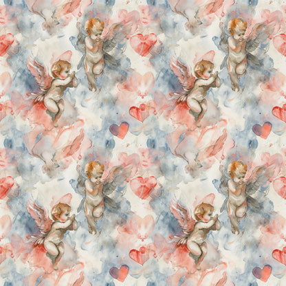 Valentines Cupids Pattern 1 Quilting Cotton Fabric