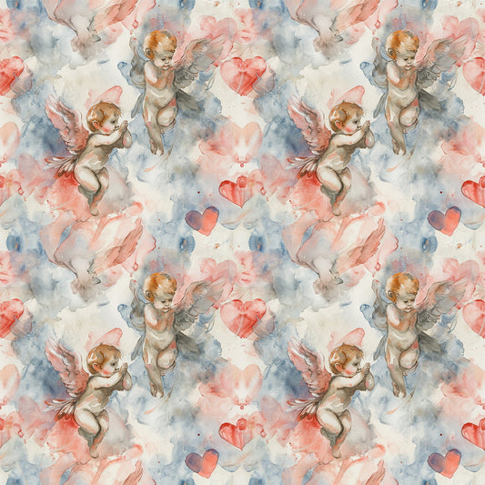 Valentines Cupids Pattern 1 Quilting Cotton Fabric