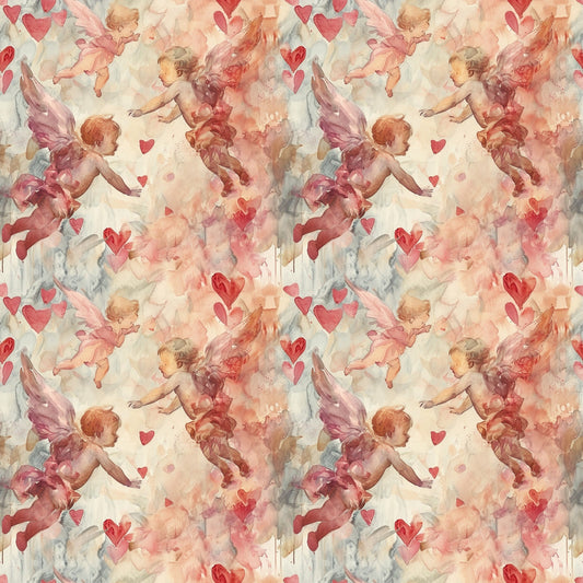Valentines Cupids Pattern 10 Quilting Cotton Fabric