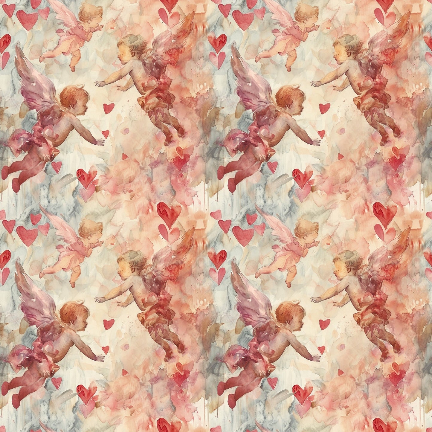 Valentines Cupids Pattern 10 Quilting Cotton Fabric