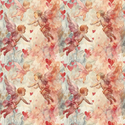 Valentines Cupids Pattern 10 Quilting Cotton Fabric