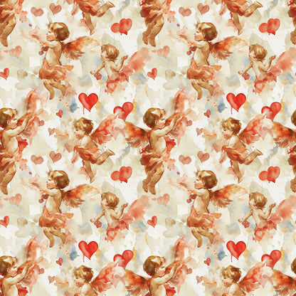 Valentines Cupids Pattern 11 Quilting Cotton Fabric