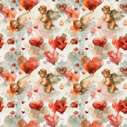 Valentines Cupids Pattern 12 Quilting Cotton Fabric