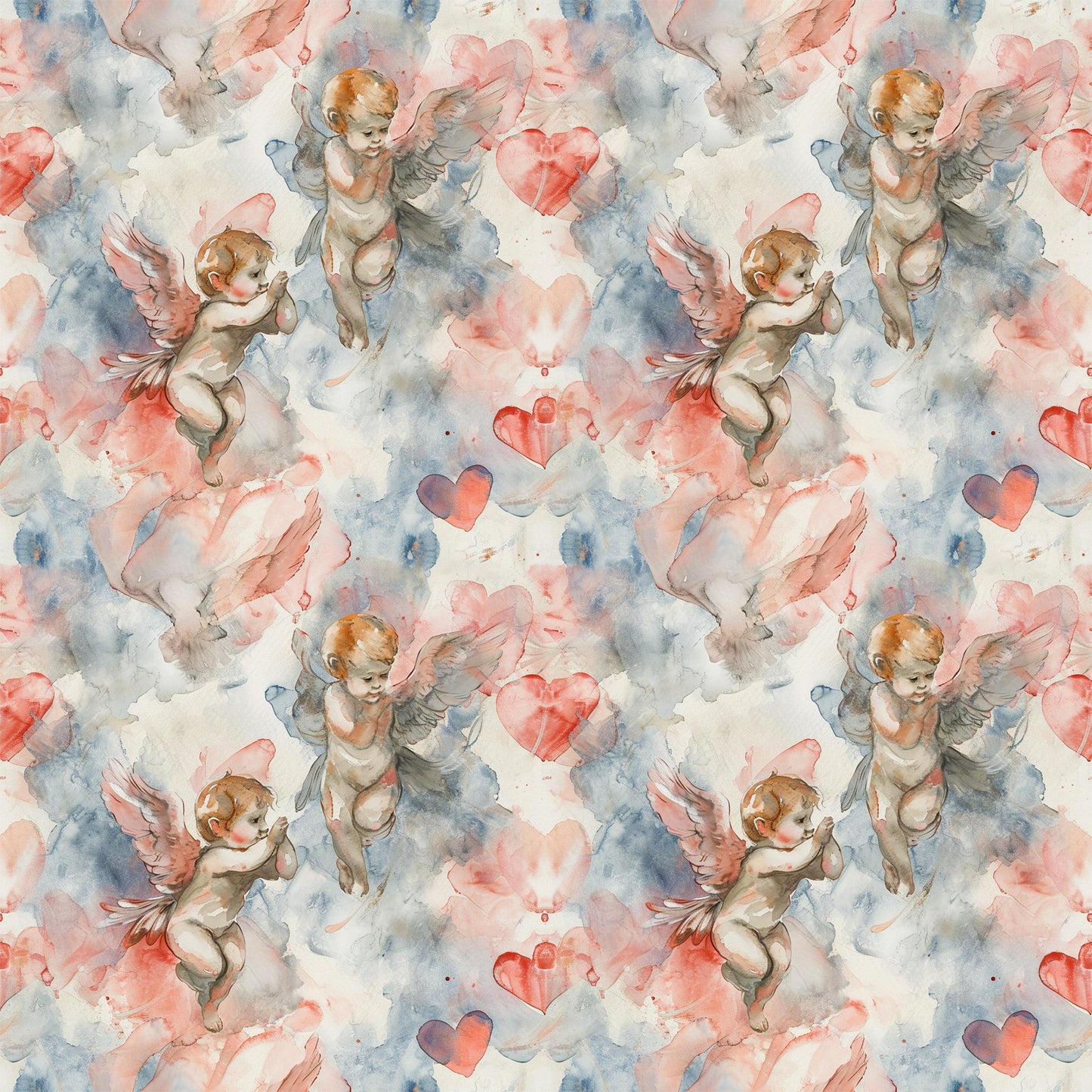 Valentines Cupids Pattern 1 Quilting Cotton Fabric