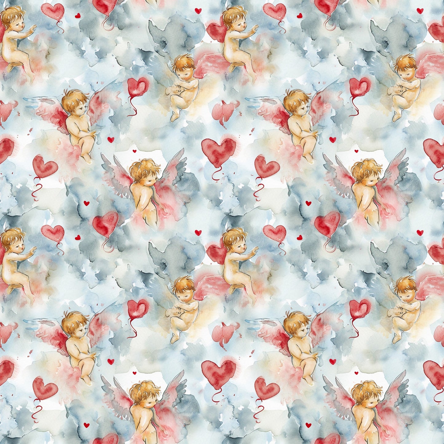 Valentines Cupids Pattern 2 Quilting Cotton Fabric
