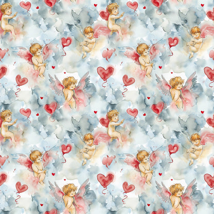 Valentines Cupids Pattern 2 Quilting Cotton Fabric