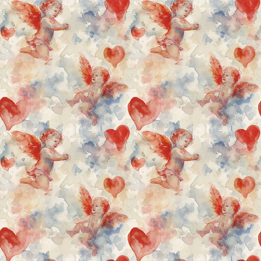 Valentines Cupids Pattern 4 Quilting Cotton Fabric