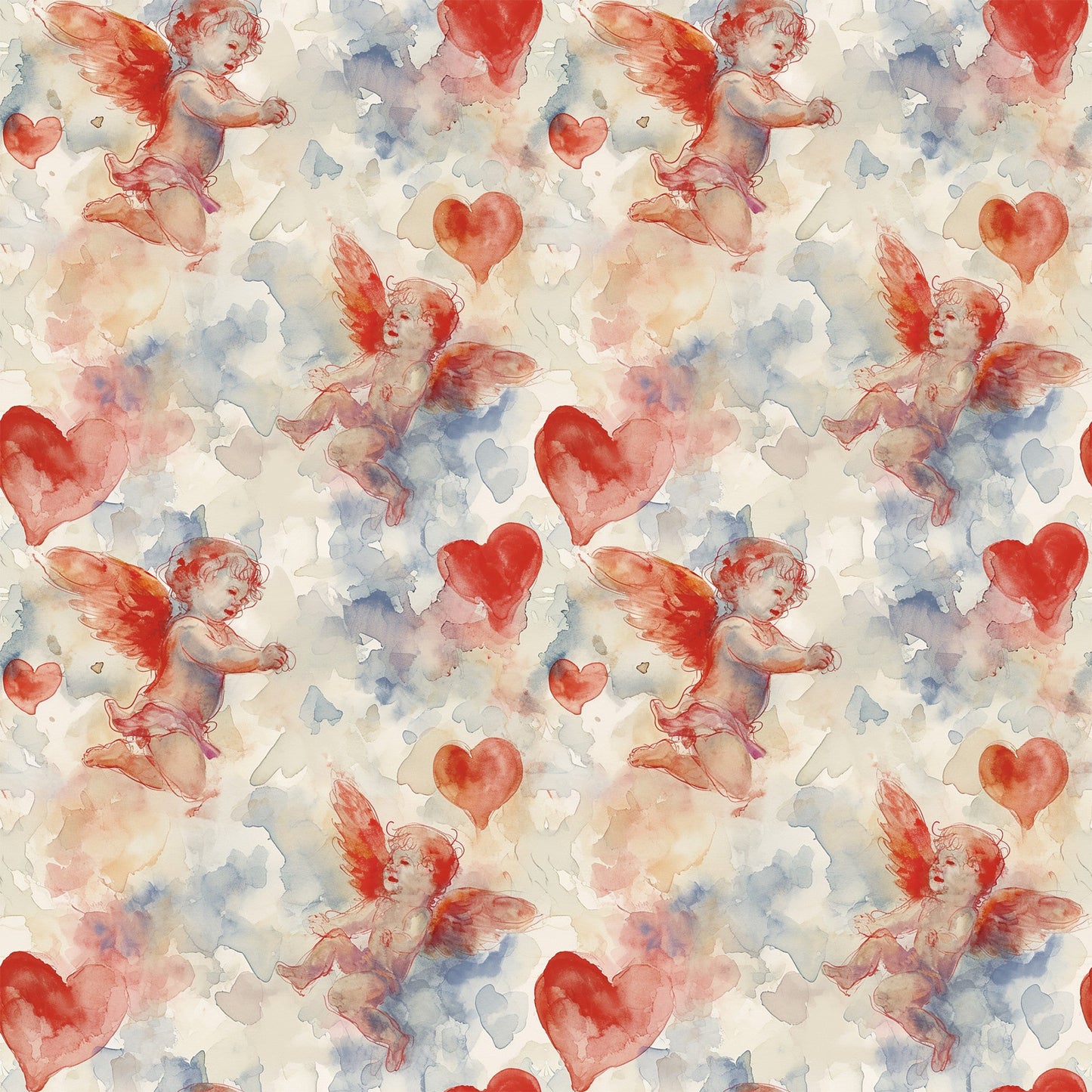 Valentines Cupids Pattern 4 Quilting Cotton Fabric