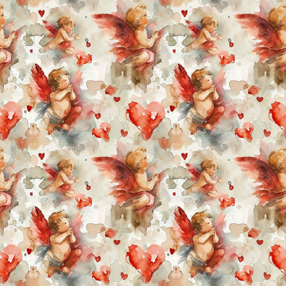 Valentines Cupids Pattern 5 Quilting Cotton Fabric